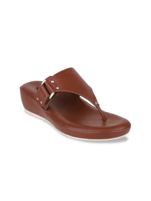 

Sherrif Shoes Brown Wedge Sandals with Buckles