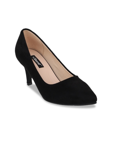 

Sherrif Shoes Black Velvet Kitten Pumps