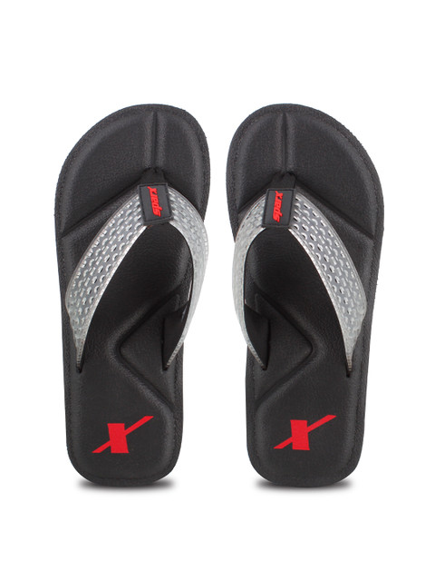 

Sparx Men Black & Silver-Toned Solid Rubber Thong Flip-Flops