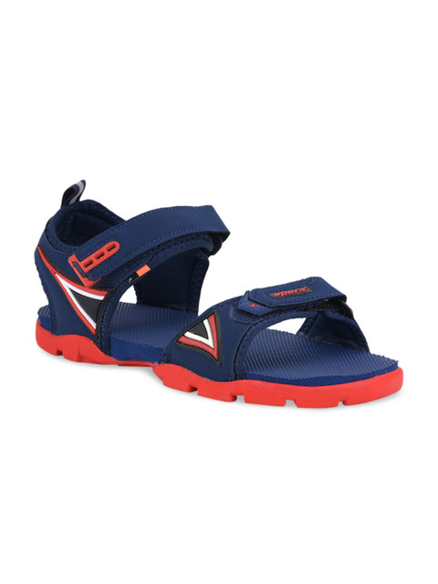 

Sparx Men Navy Blue & Red Solid Floater Sandals