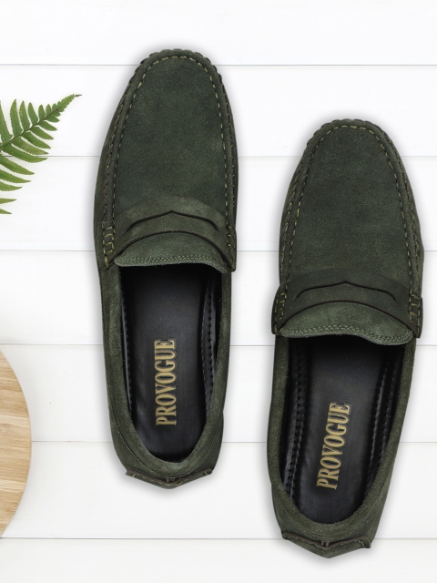 

Provogue Men Olive Green Suede Loafers