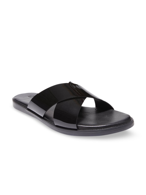 

dmodot Men Black Leather Comfort Sandals