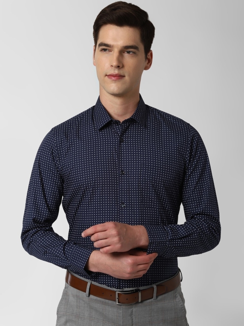 

Peter England Men Navy Blue & White Slim Fit Micro Ditsy Printed Formal Shirt