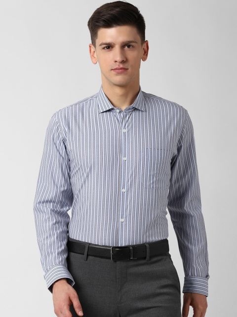 

Peter England Men Blue Slim Fit Striped Pure Cotton Formal Shirt