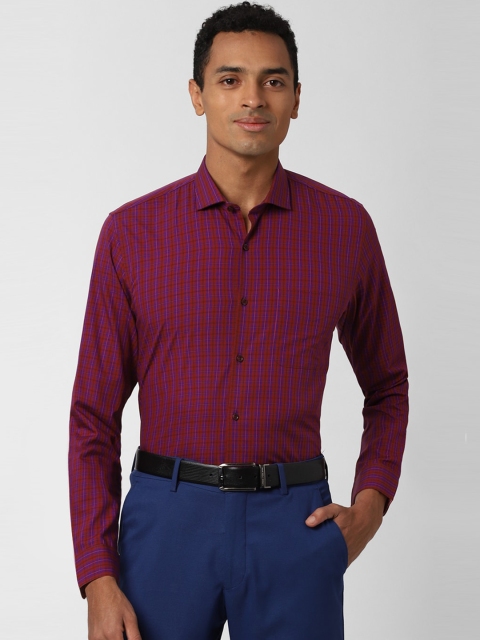 

Peter England Men Maroon Slim Fit Checked Formal Shirt