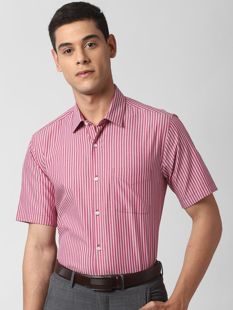 

Peter England Men Red Opaque Striped Cotton Formal Shirt