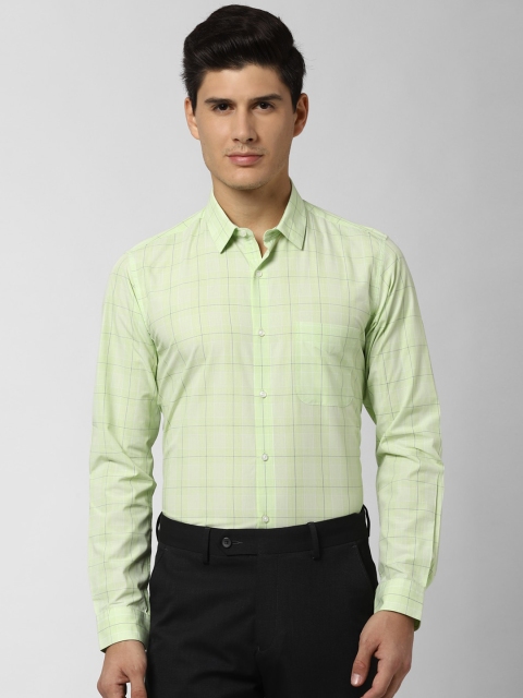 

Peter England Men Green Slim Fit Opaque Cotton Checked Formal Shirt