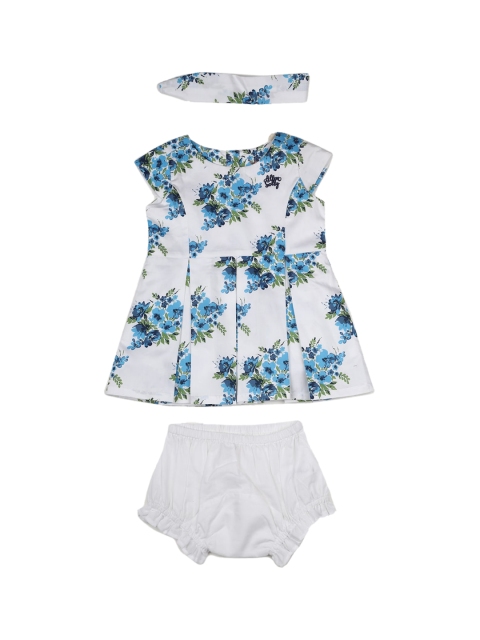 

Allen Solly Junior Girls White & Blue Floral Printed Pleated A-Line Dress