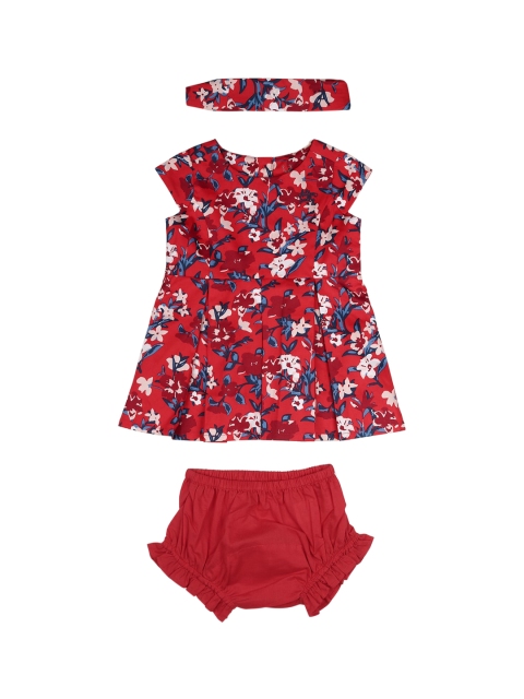 

Allen Solly Junior Girls Red Floral Printed Pleated A-Line Dress