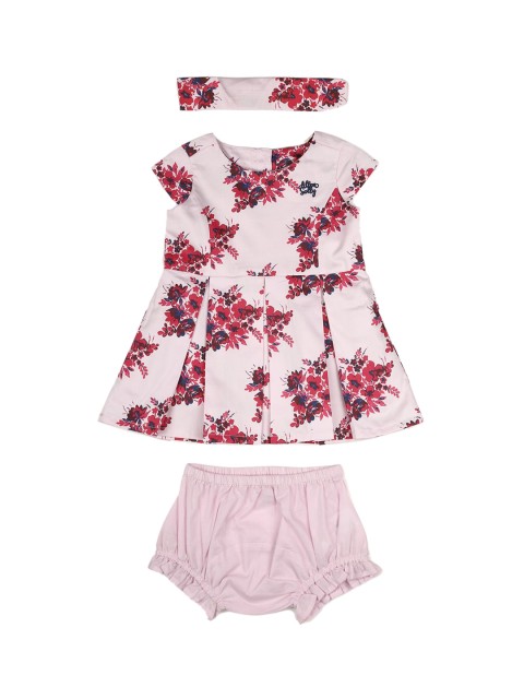 

Allen Solly Junior Girls Pink Floral Printed Pleated A-Line Dress