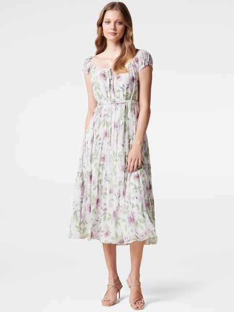 

Forever New Women White & Purple Floral Midi Dress