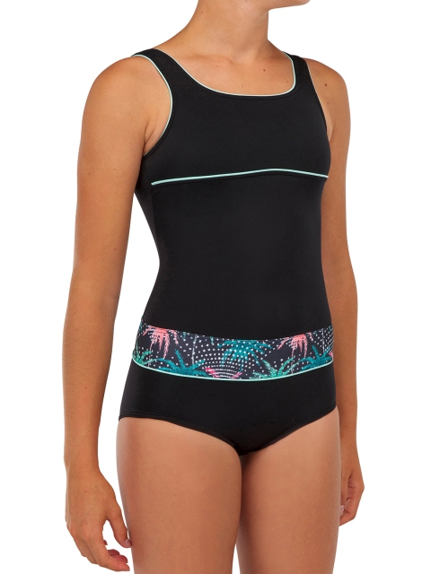 

OLAIAN By Decathlon Women Black Printed Swimsuit
