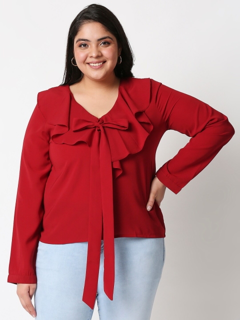

20Dresses Red Tie-Up Neck Regular Top