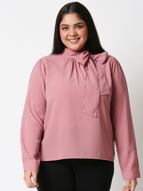 

20Dresses Pink Bow Tie Up Detail Top
