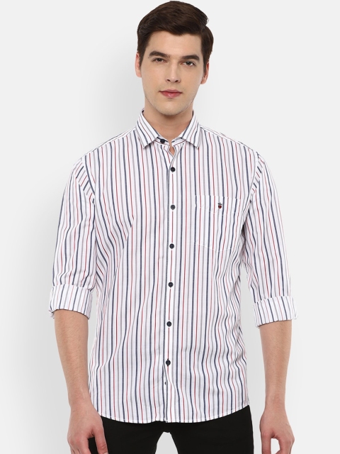 

Louis Philippe Sport Men & Red White Slim Fit Opaque Striped Cotton Casual Shirt