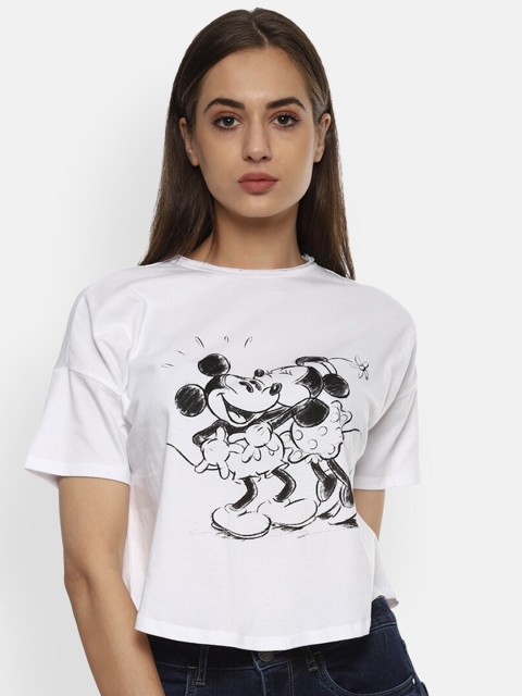 

Van Heusen Woman White and Black Graphic Printed T-shirt
