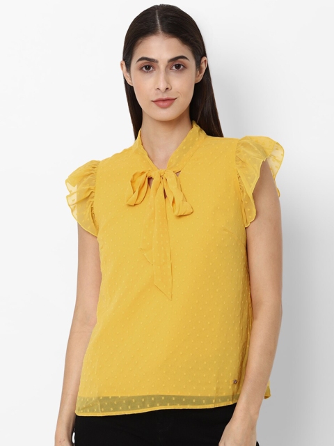 

Allen Solly Woman Yellow Tie-Up Neck Regular Top