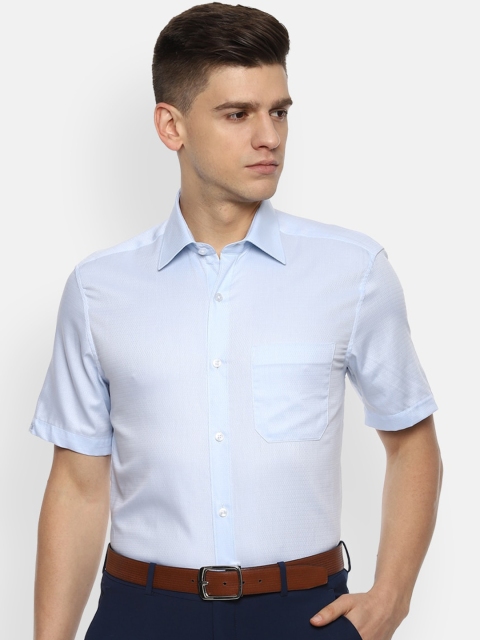 

Louis Philippe Men Blue Self Design Formal Shirt