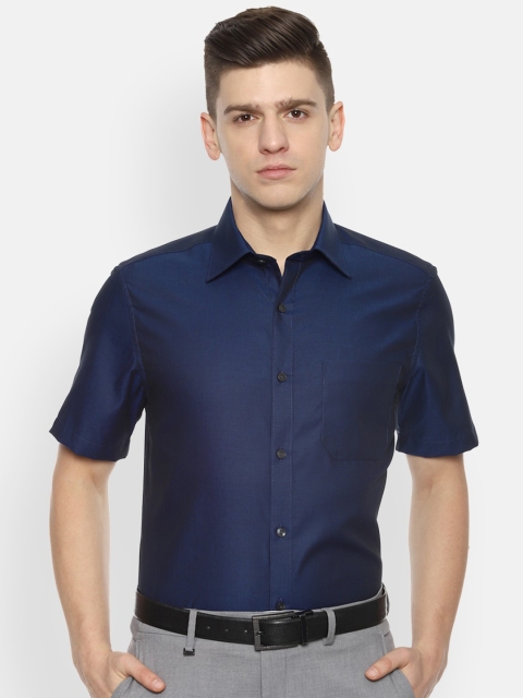 

Louis Philippe Men Navy Blue Self Design Formal Shirt