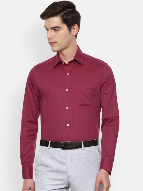 

Louis Philippe Men Maroon Self Design Formal Shirt
