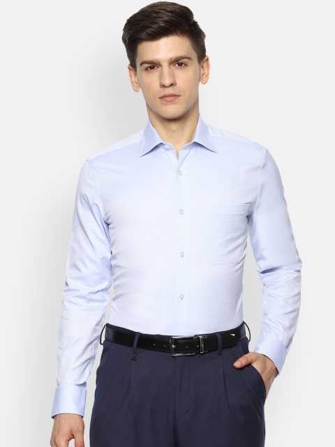 

Louis Philippe Men Blue Self Design Formal Shirt