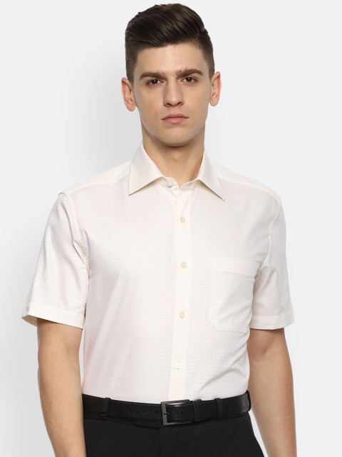 

Louis Philippe Men Beige Self Design Formal Shirt