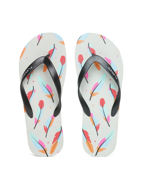 

Flipside Men Black & Grey Leaf Print Flip-Flops
