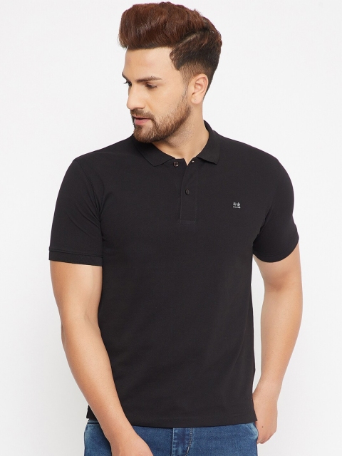 

Okane Men Black Polo Collar T-shirt