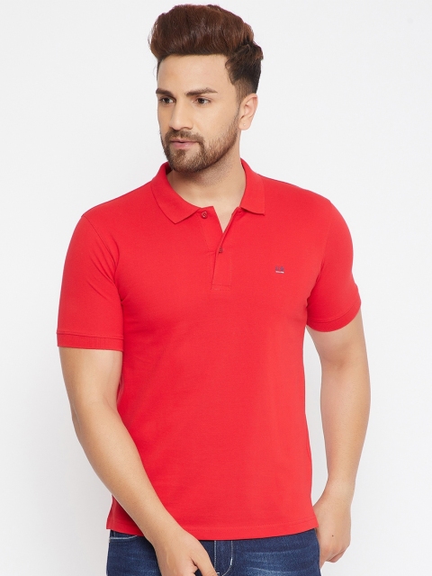 

Okane Men Red Polo Collar T-shirt