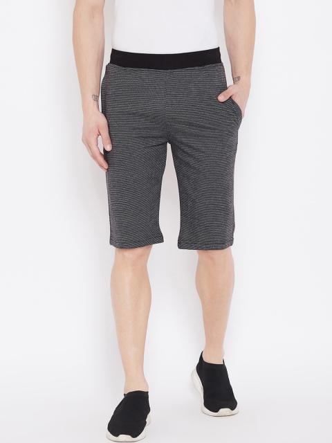 

Okane Men Black Striped Mid-Rise Regular Shorts