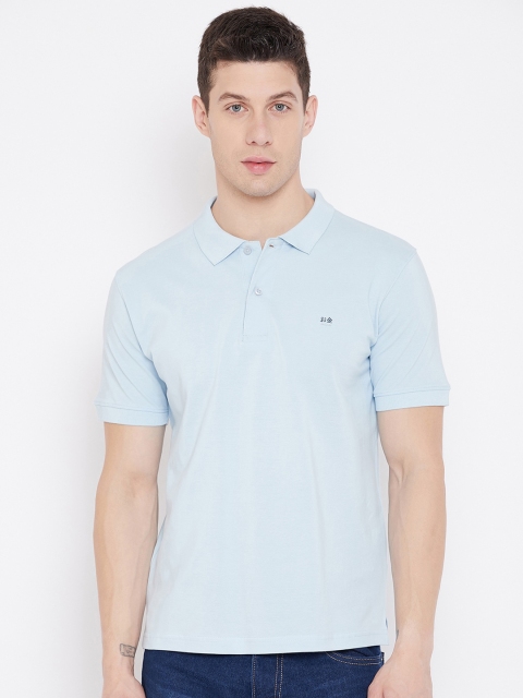 

Okane Men Blue Polo Collar T-shirt