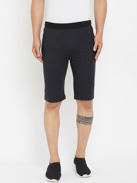 

Okane Men Black Striped Mid-Rise Regular Shorts