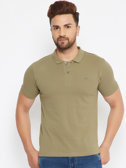 

Okane Men Olive Green Polo Collar T-shirt