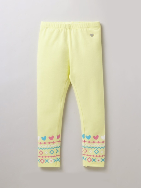 

Ed-a-Mamma Girls Yellow & Pink Printed Ankle-Length Leggings