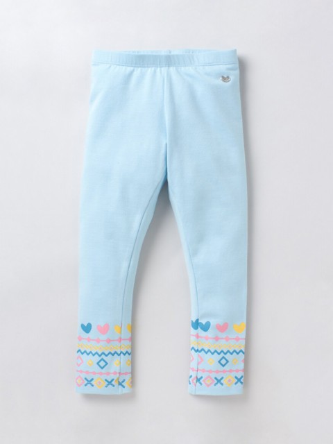 

Ed-a-Mamma Girls Blue & Pink Printed Ankle-Length Leggings