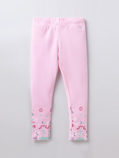 

Ed-a-Mamma Girls Pink & Blue Printed Ankle-Length Leggings