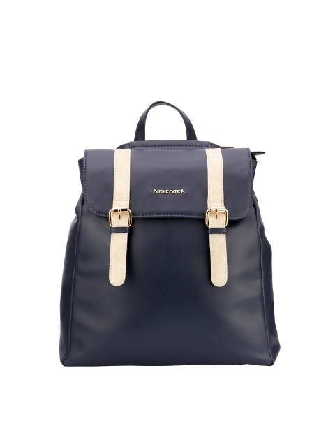 

Fastrack Women Navy Blue & Cream-Coloured Solid Backpack