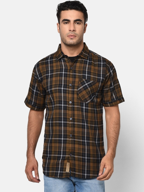 

V2 Value & Variety Men Brown Tartan Checks Checked Casual Shirt