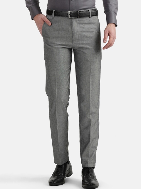 

V2 Value & Variety Men Grey Self-Design Cotton Formal Trousers