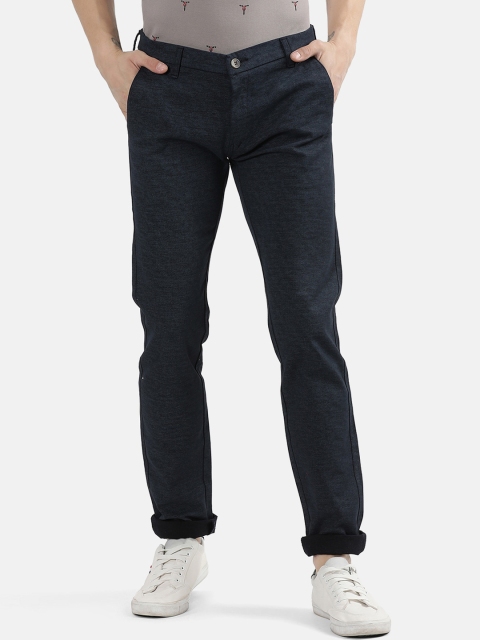 

V2 Value & Variety Men Blue Self-Design Regular Trousers