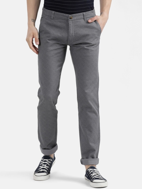 

V2 Value & Variety Men Grey Self-Design Cotton Trousers