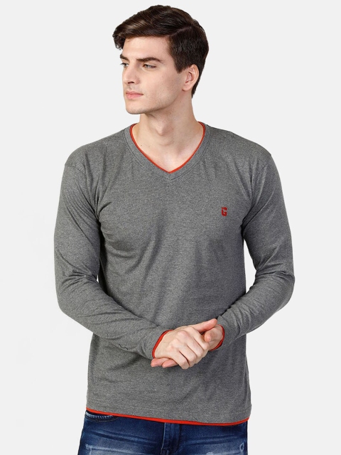 

V2 Value & Variety Men Grey V-Neck Cotton T-shirt