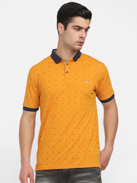 

V2 Value & Variety Men Yellow & Grey Printed Polo Collar T-shirt