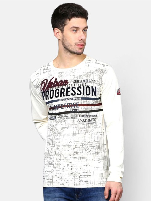 

V2 Value & Variety Men White & Grey Typography Printed Cotton T-shirt