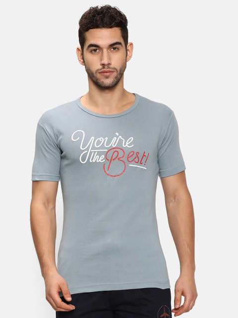 

V2 Value & Variety Men Blue & White Typography Printed Cotton T-shirt