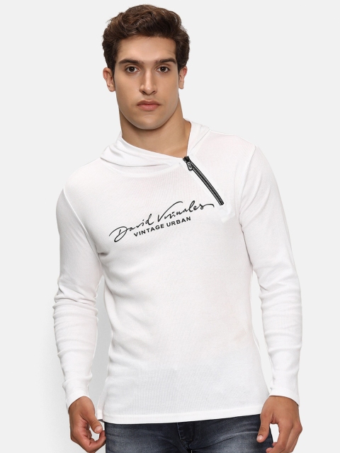 

V2 Value & Variety Men White Cotton Hood T-shirt