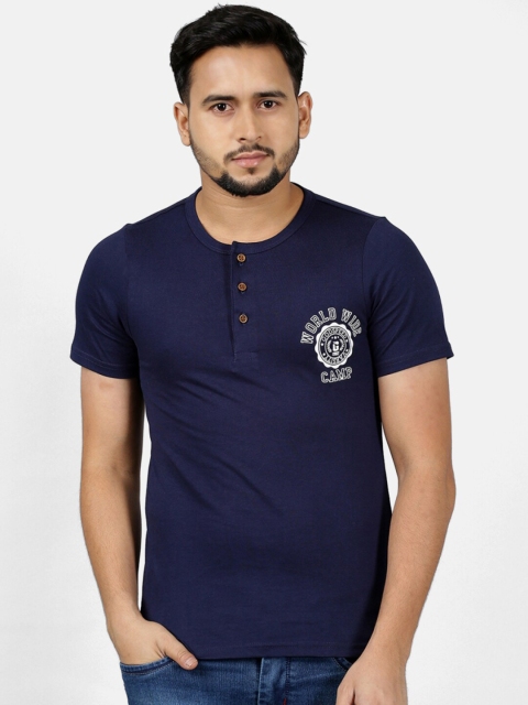 

V2 Value & Variety Men Navy Blue Cotton T-shirt