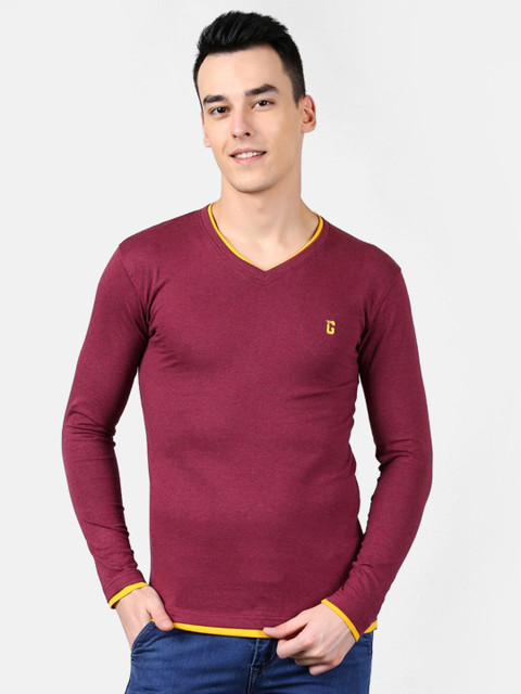

V2 Value & Variety Men Maroon V-Neck Cotton T-shirt