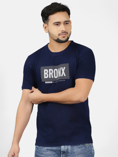 

V2 Value & Variety Men Blue Typography Printed V-Neck T-shirt