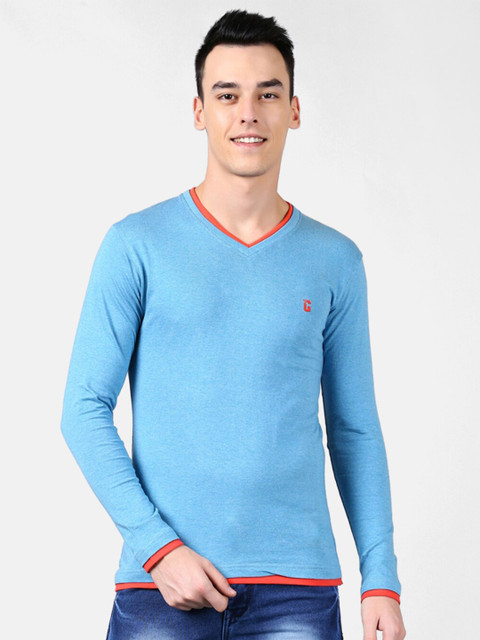 

V2 Value & Variety Men Blue V-Neck Cotton T-shirt